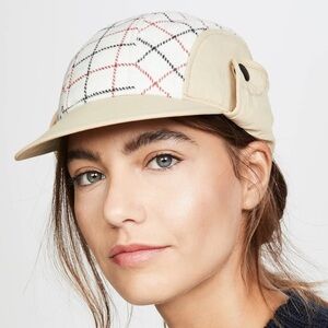 Rag & Bone NWT Puffer Wool Blend Pilot Plaid Preppy Stlish Snap Cap Hat Size S/M